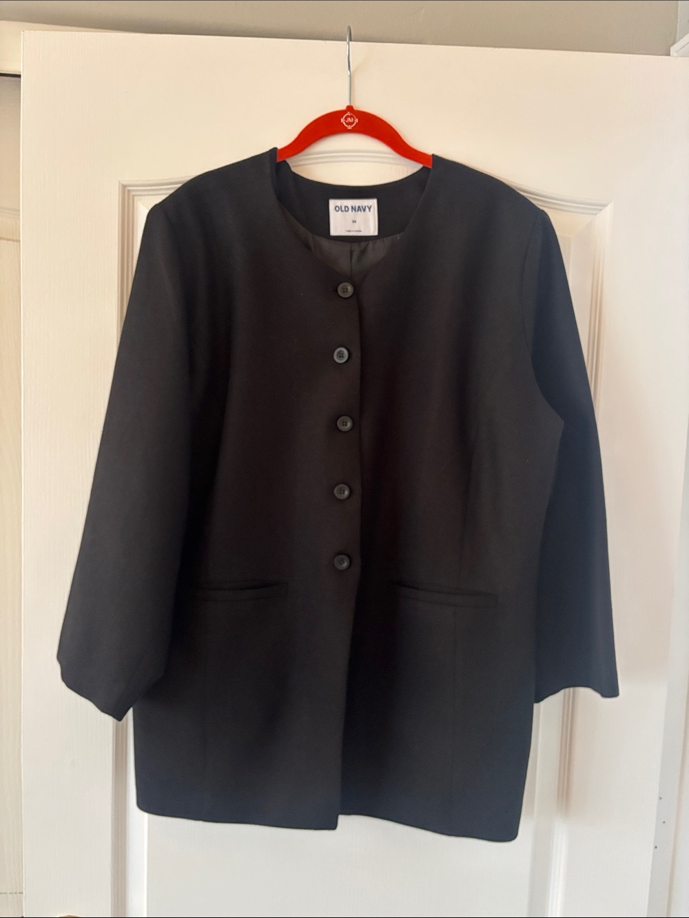 NWOT Old Navy Black Collarless Button-Front Blazer Fitted SZ 2X